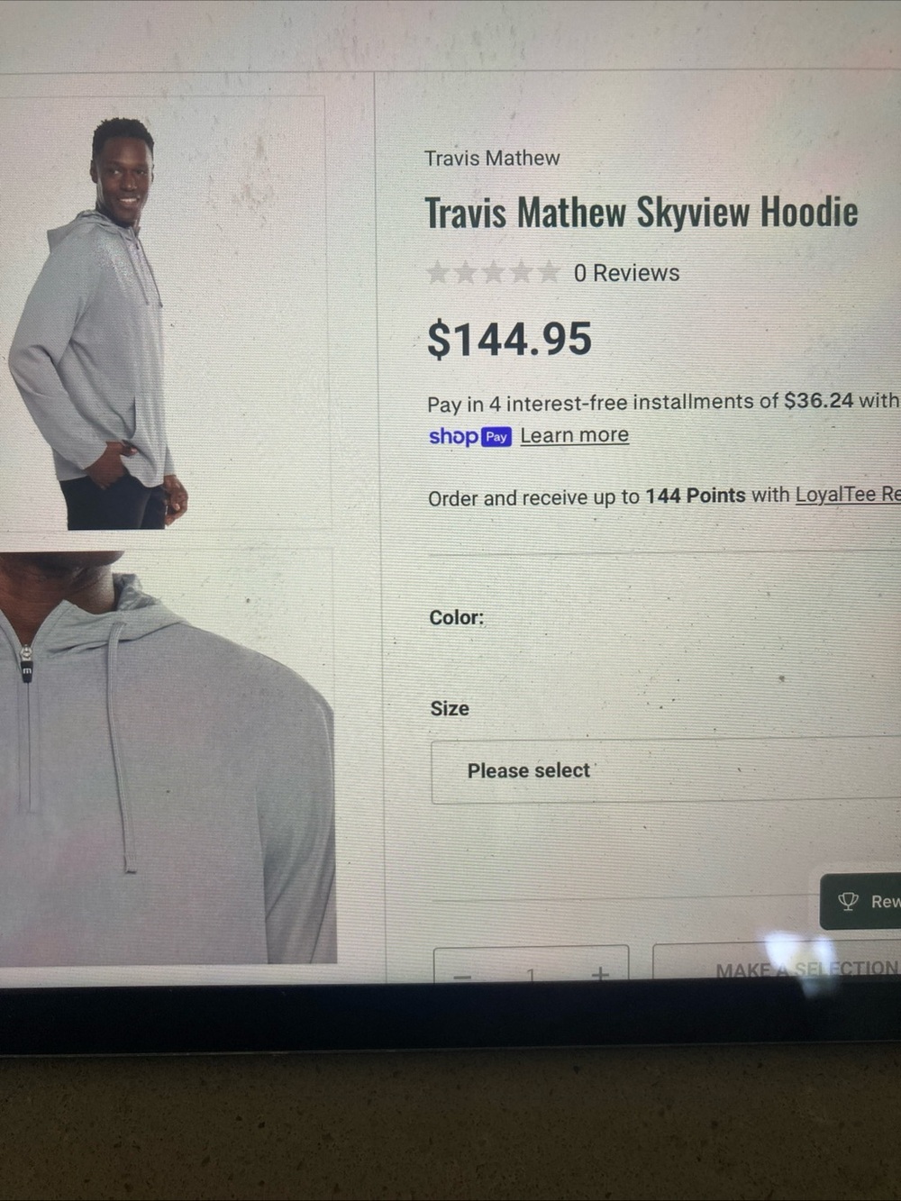 Travis Mathew Light Gray Skyview Quarter-Zip Hoodie